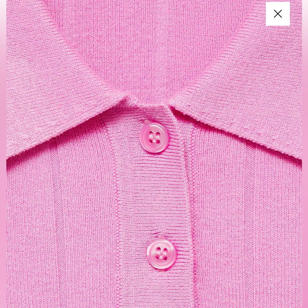 Mango Polo Knit Pink Top T-Shirt Size S - Picture 6 of 6